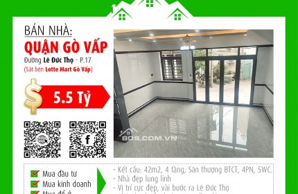 ✅  Bán nhà mới 4 tầng, vị trí vàng, hẻm 1/ Lê Đức Thọ, Gò Vấp - Cơ hội đầu tư hấp dẫn